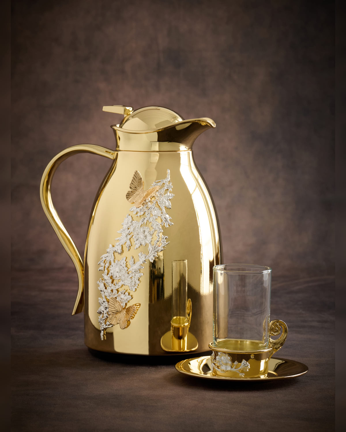 Pantazelos Thermos with Flow Decor, Butterflies & One-Side Decor – Simple Handle