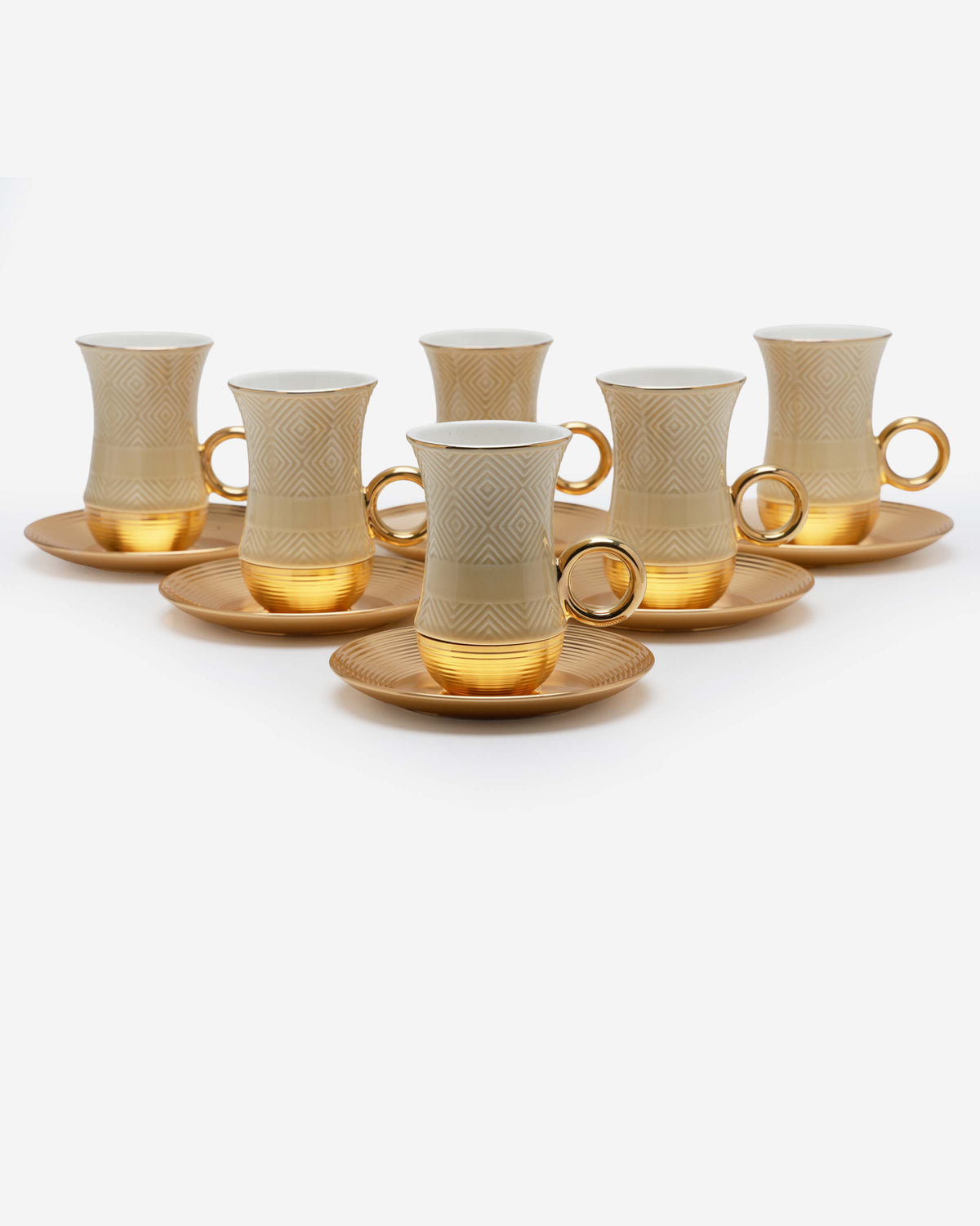 Shiny Gold Cups & Saucers - Set of 12
