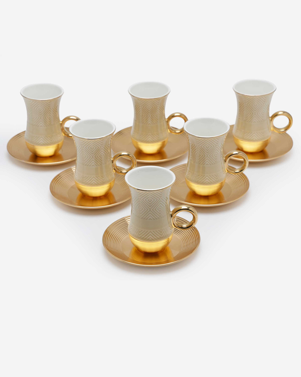 Shiny Gold Cups & Saucers - Set of 12
