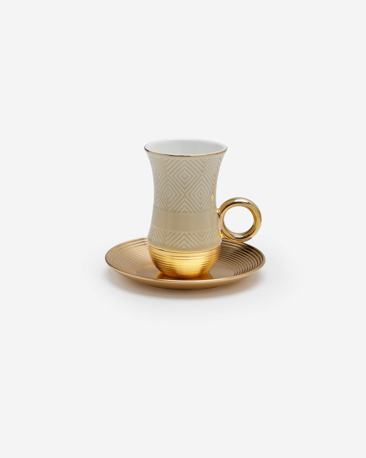 Shiny Gold Cups & Saucers - Set of 12