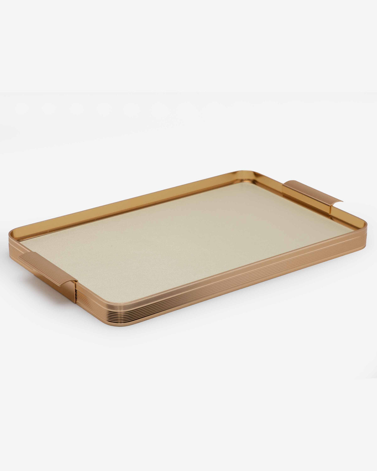 Shiny Beige Large Leather Tray