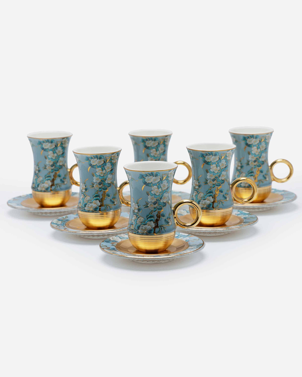 Shiny Gold Cups and Saucers, 120 ml – 207A, Set of 12