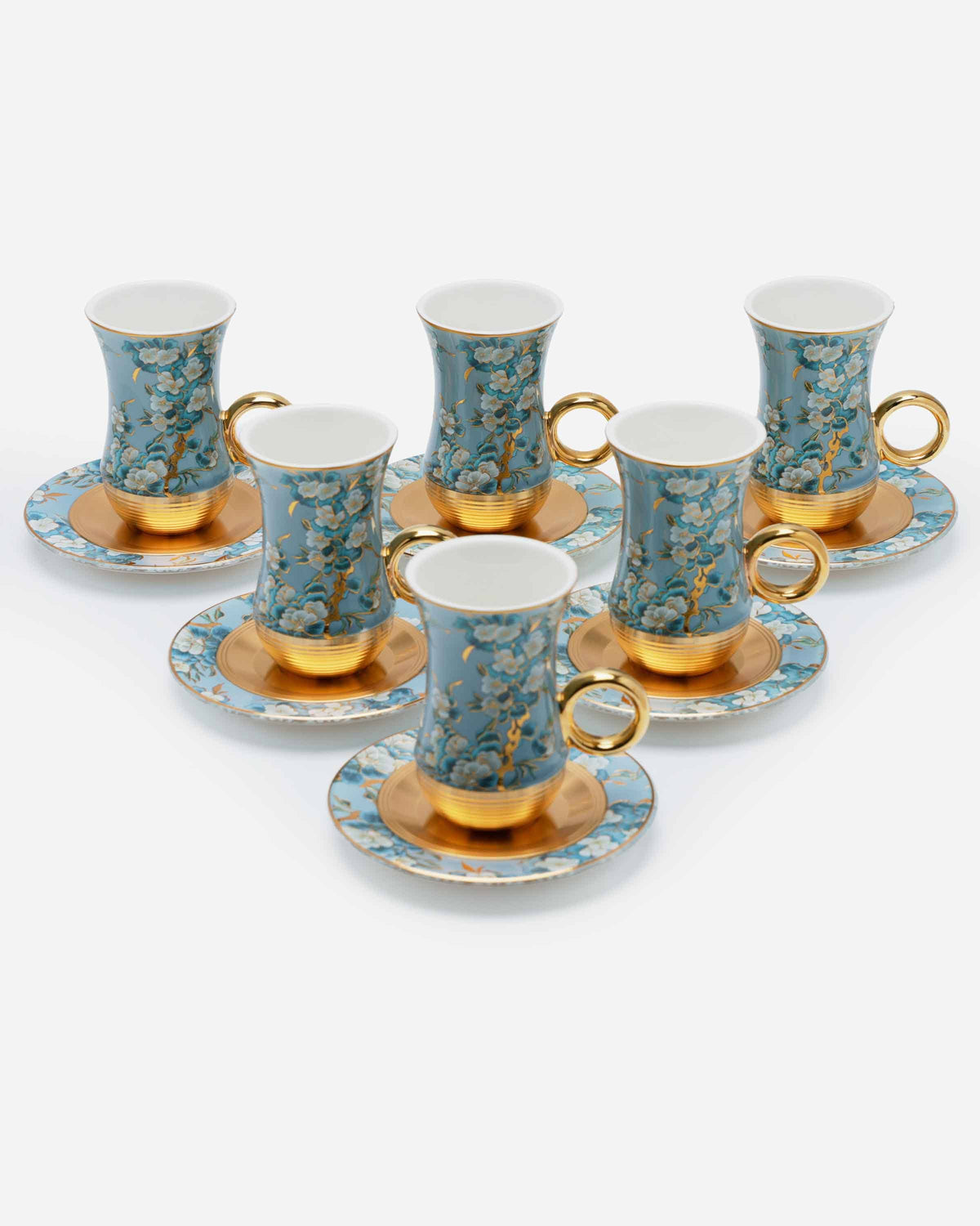 Shiny Gold Cups and Saucers, 120 ml – 207A, Set of 12