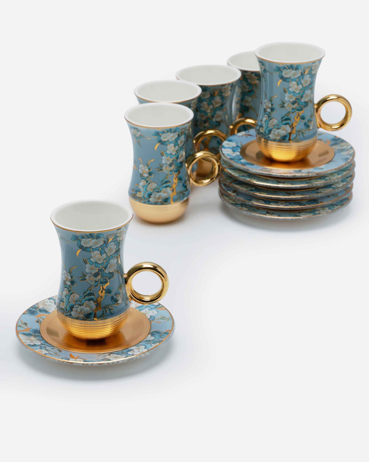 Shiny Gold Cups and Saucers, 120 ml – 207A, Set of 12