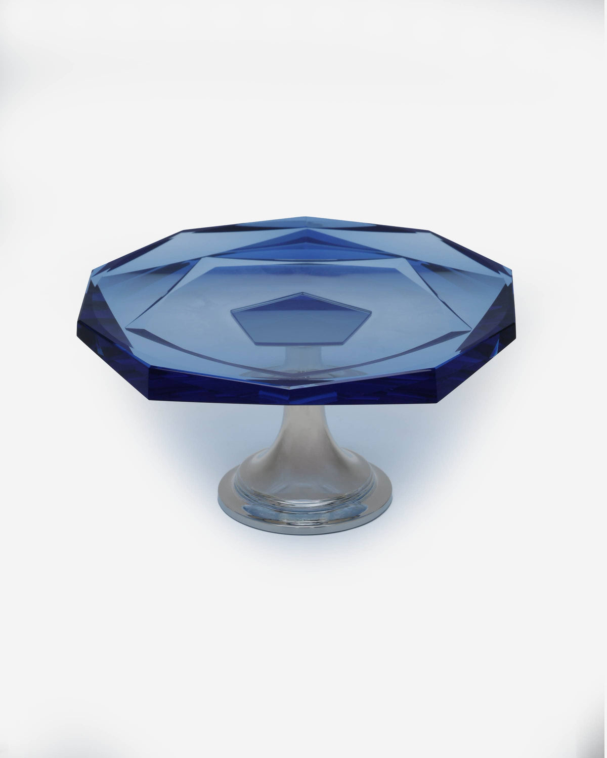Winko Crystal Footed Cake Plate 24.5Cm Blue Silver 