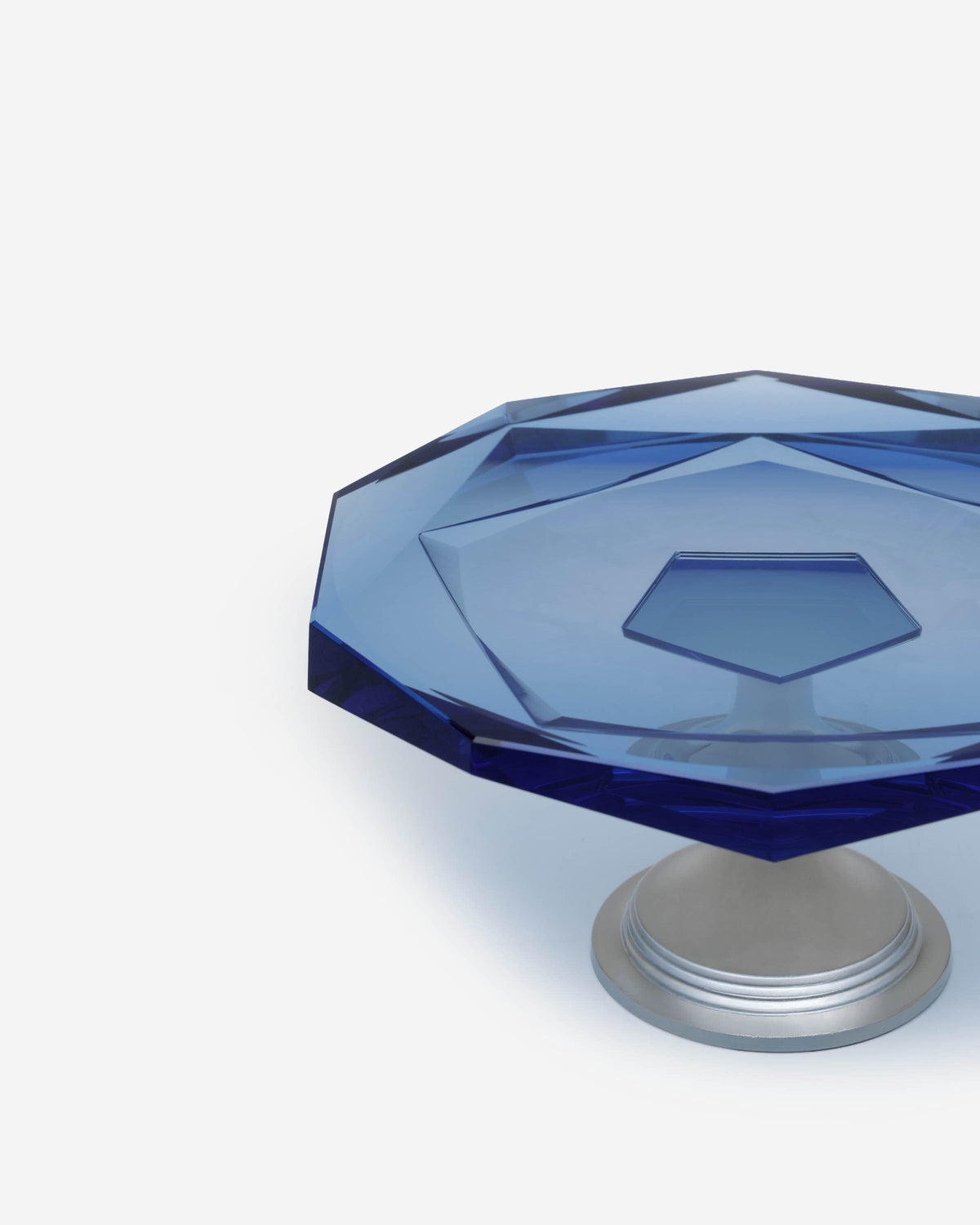 Winko Crystal Footed Cake Plate 24.5Cm Blue Silver