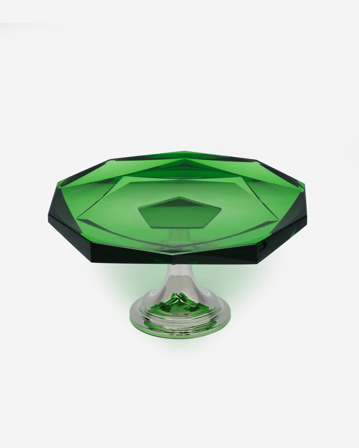 Winko Crystal Footed Cake Plate 24.5Cm Green Silver 