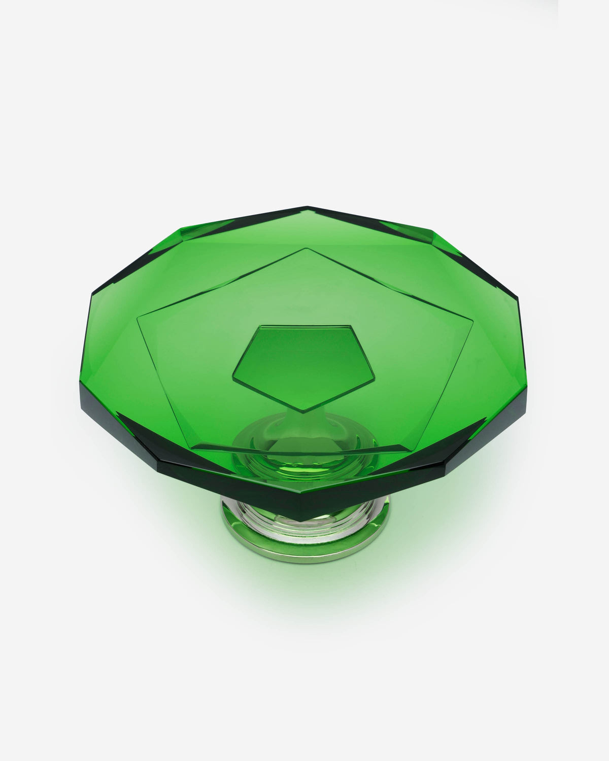 Winko Crystal Footed Cake Plate 24.5Cm Green Silver