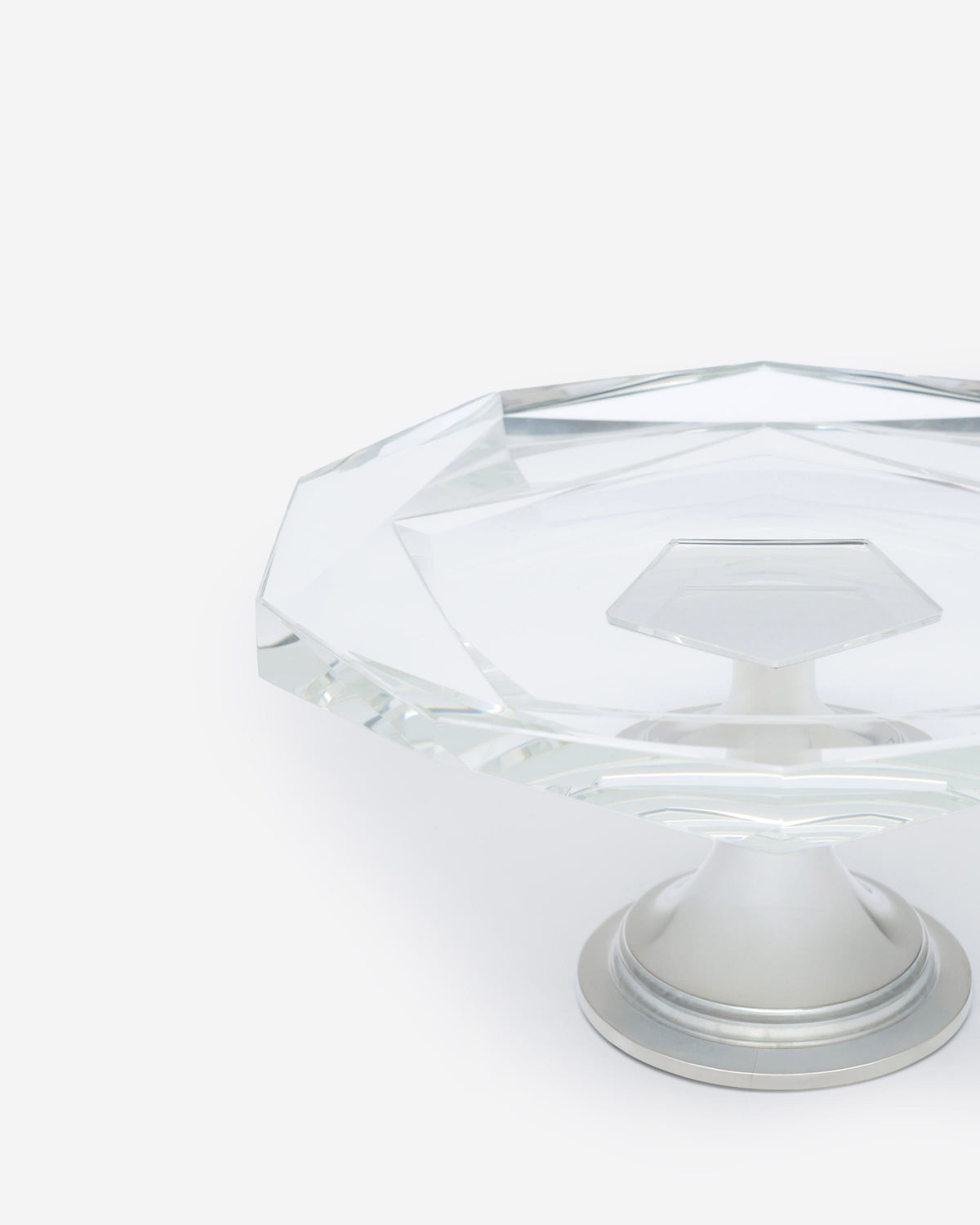 Winko Crystal Footed Cake Plate 24.5Cm Clear Silver