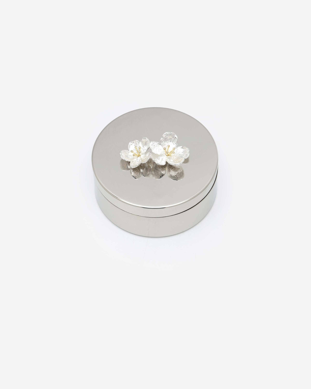 Winko Trinket Box W/ Silver Plum Blossom Deco