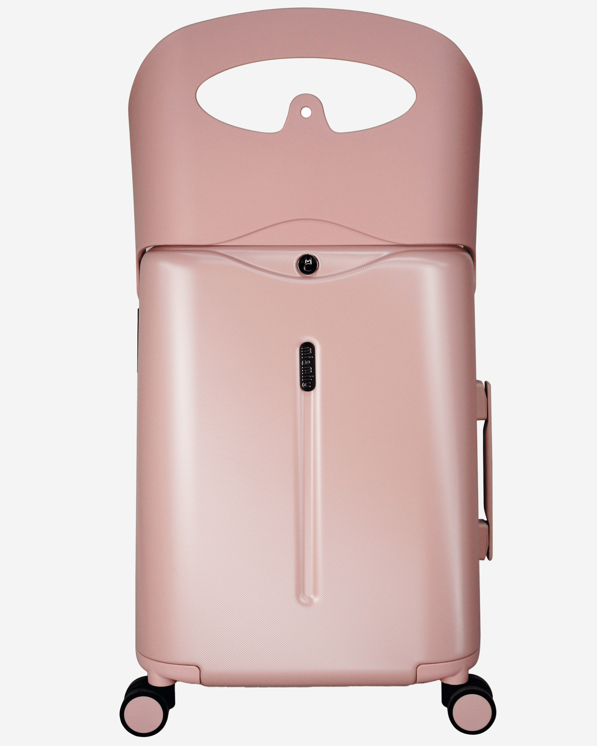 MiaMily Patented Design Luggage Travel Suitcase with Seat for Kids and Adults, 360° Degree Swivel Wheels Dusty Pink