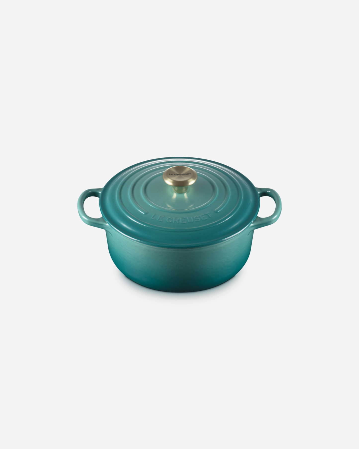 Le Creuset Bleu Riviera Gold Knob Signature Round Casserole/Oven 20Cm 2.4L