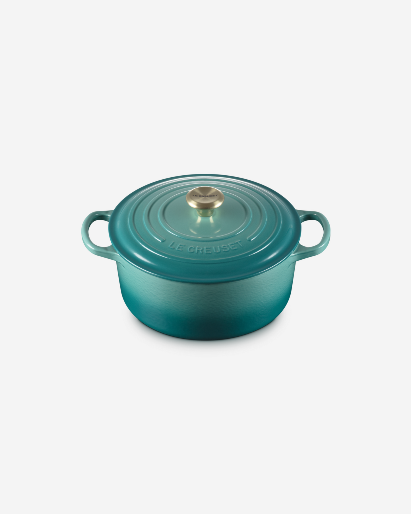 Le Creuset Bleu Riviera L.Gold Knob Signature Round Casserole/Oven 28Cm 6.7L