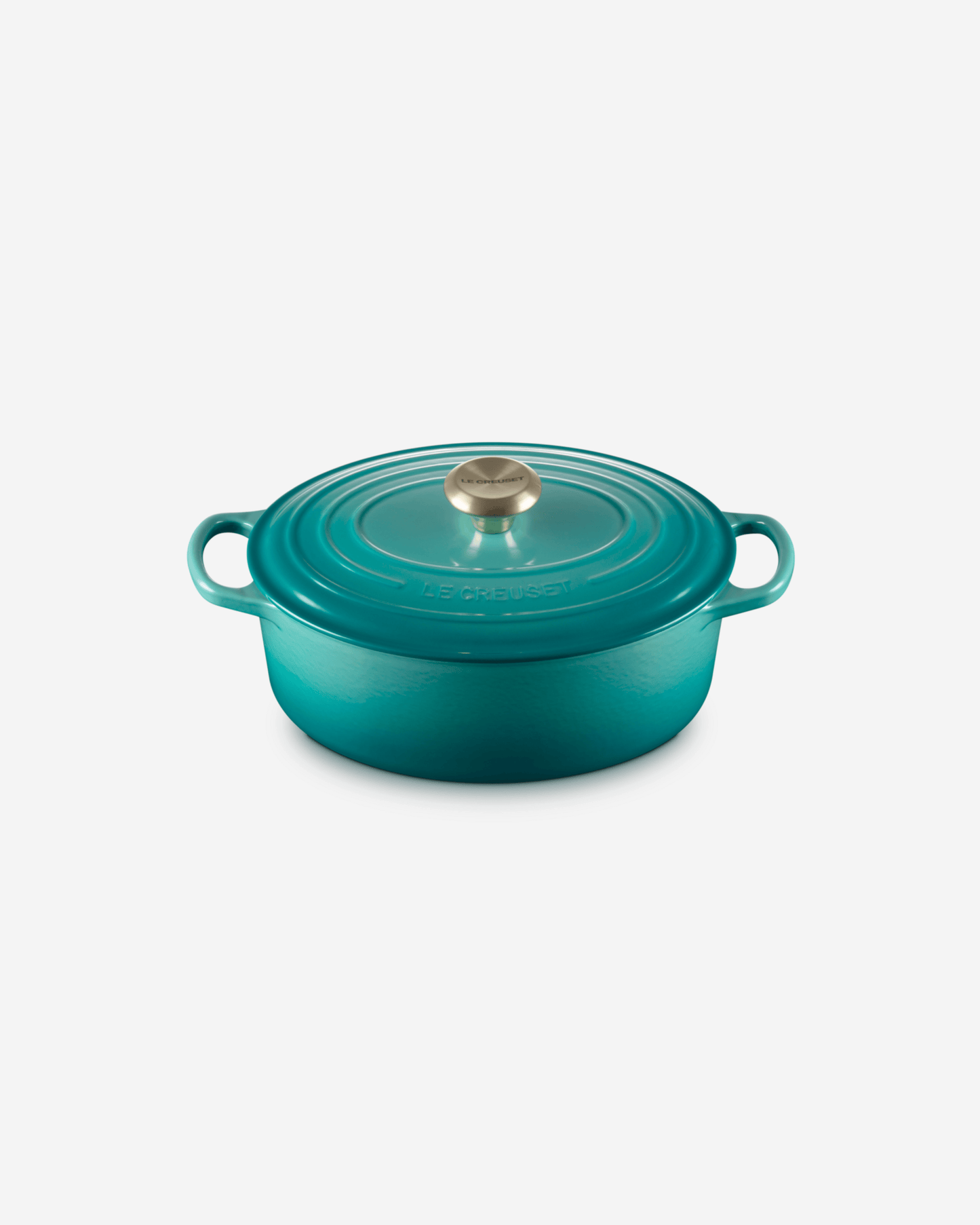 Le Creuset Signature Oval Casserole/Oven 27Cm Bleu Riviera L.Gold Knob 4.1L