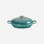 Le Creuset Bleu Riviera L.Gold Knob Signature Shallow Casserole/Braiser 30Cm 3.5L