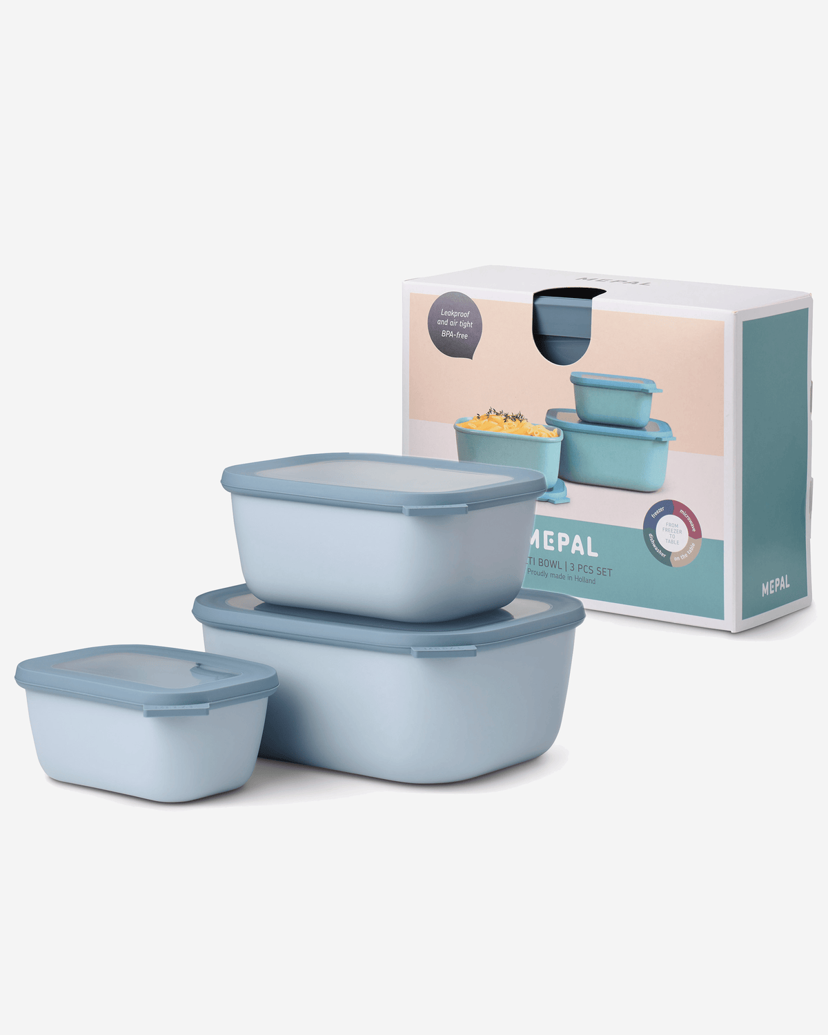 Mepal Cirqula Multi Bowl Set Nordic Blue – 750/1500/3000ml