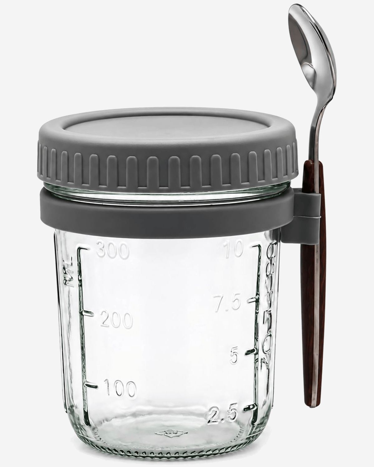  Cuisine Art Overnight Oats Jar with Spoon Clear & Grey – 475ml