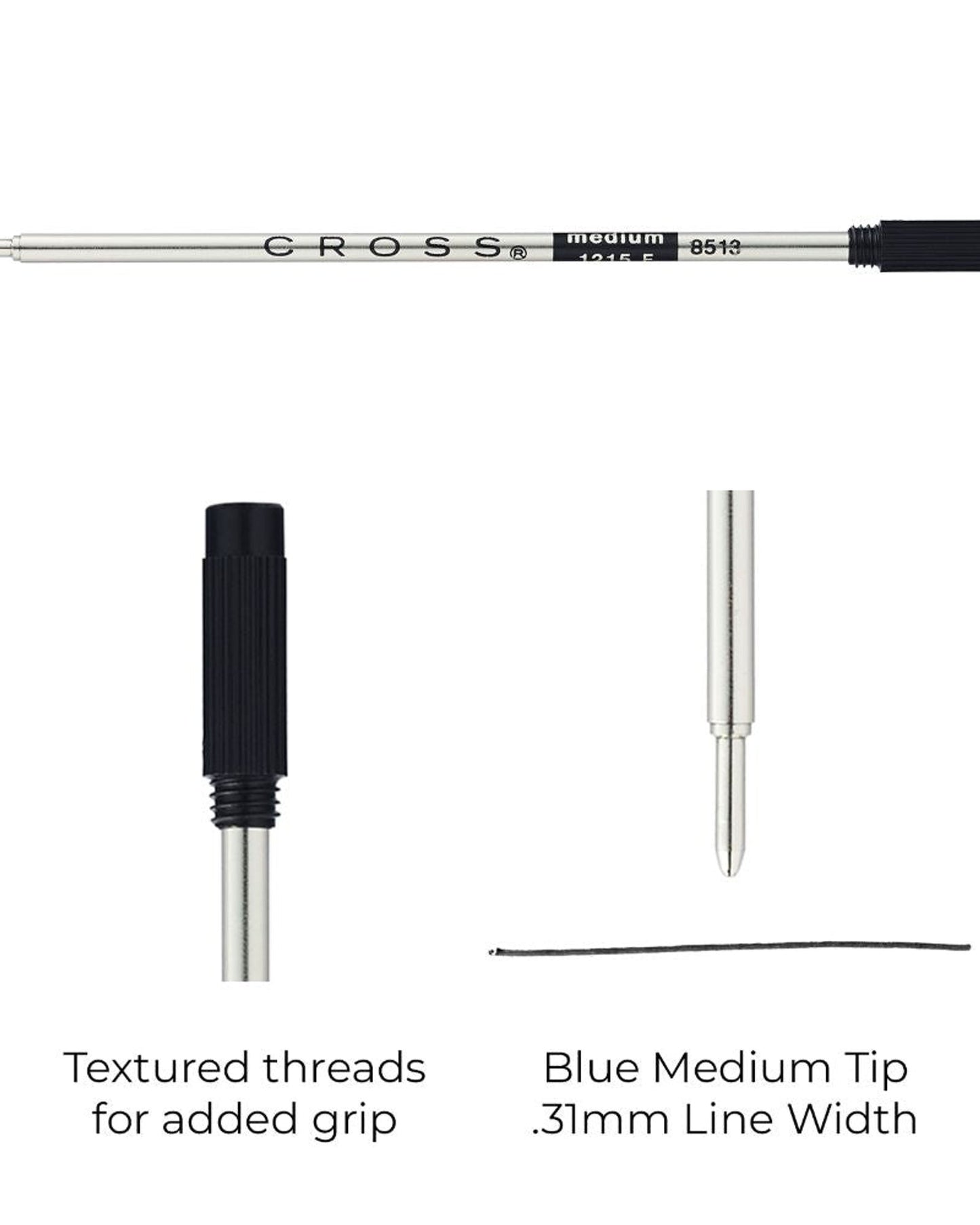 Cross Ballpoint Pen Refill - Black - Medium - Single Pack 8513