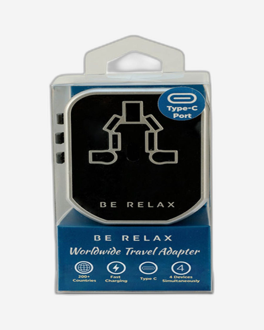 Be Relax Worldwide Travel Adapter Type-C - Black