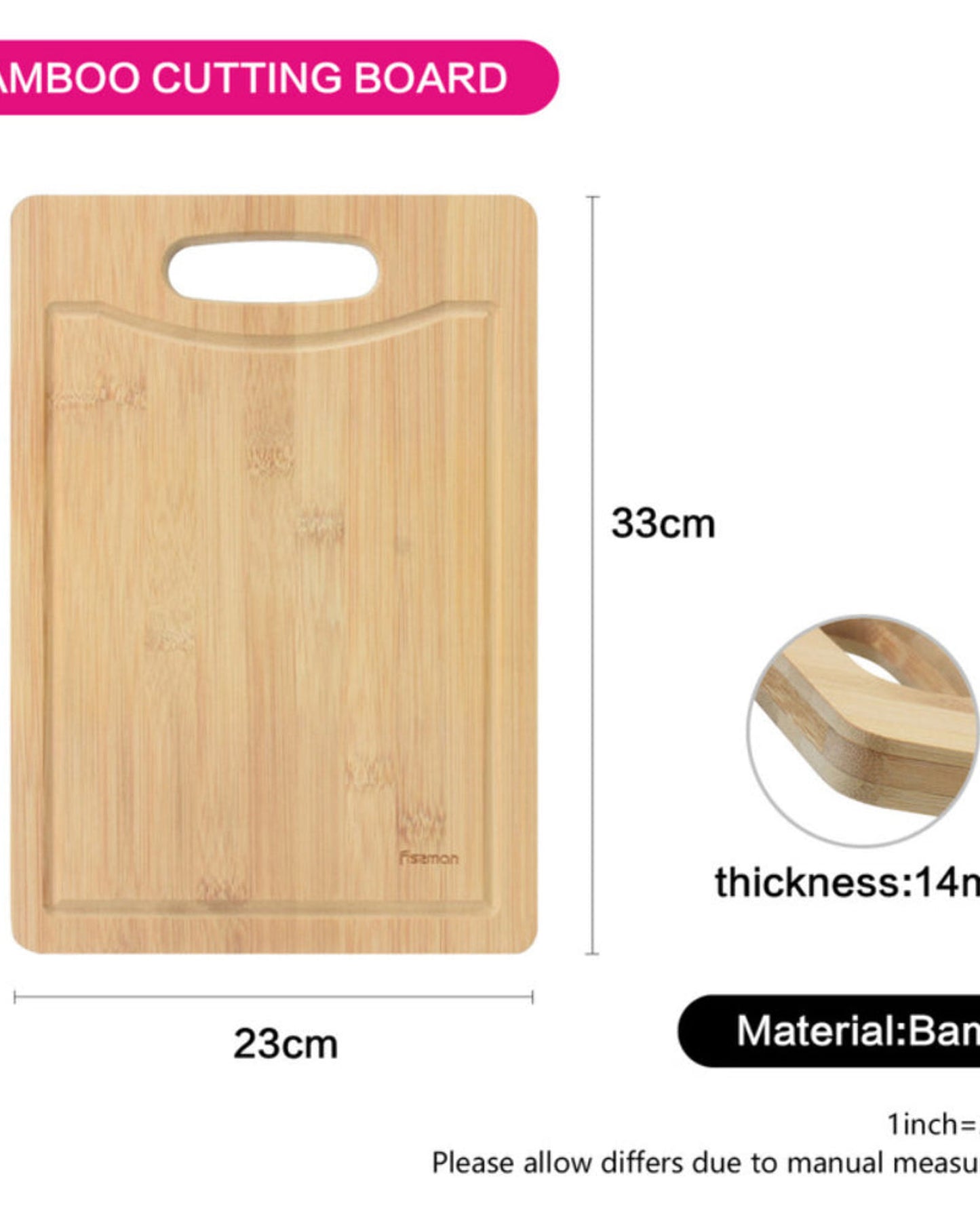 Fissman Cutting Board Multi-Purpose Brown 33cm
