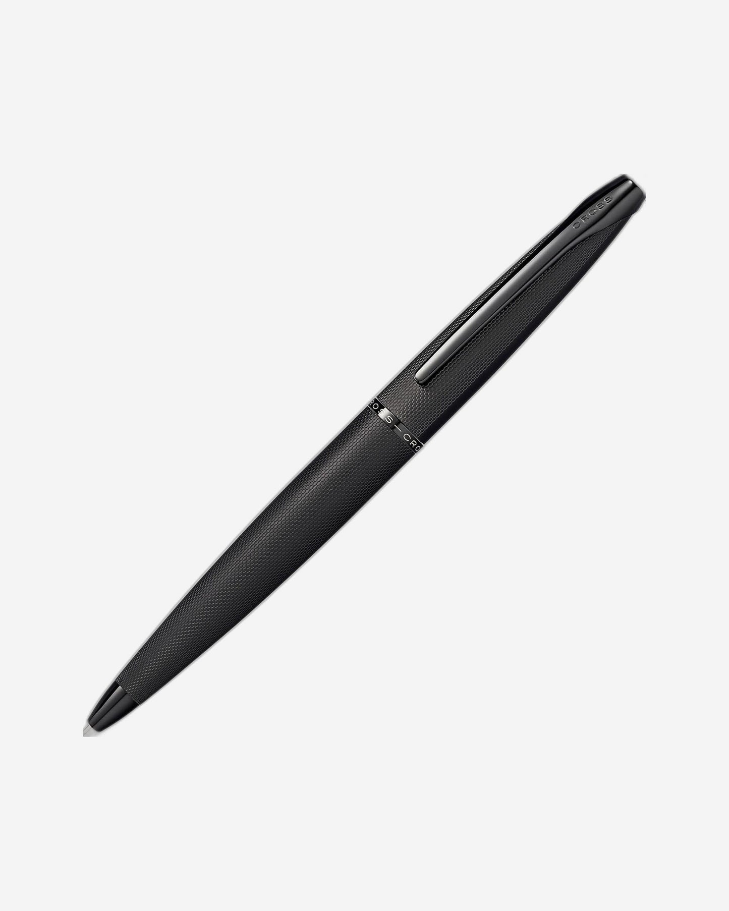 Cross Atx® Brushed Black With Machine-Turned, Diamond-Pattern Engraving With Polished Black Pvd Appointments Ballpoint Pen - 882-41