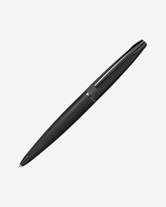 Cross Atx® Brushed Black With Machine-Turned, Diamond-Pattern Engraving With Polished Black Pvd Appointments Ballpoint Pen - 882-41