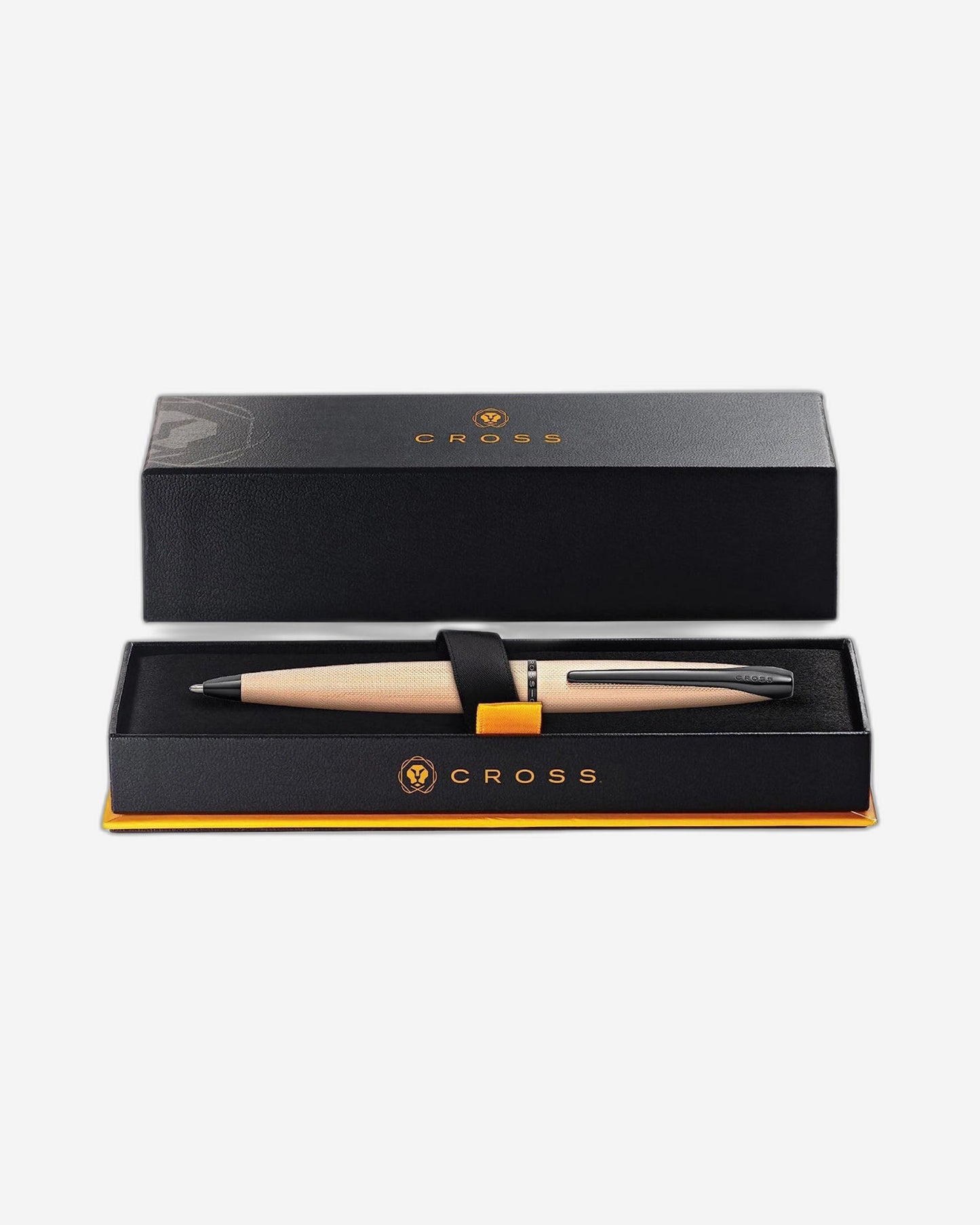 Cross Atx® Brushed Rose Gold With Machine-Turned, Diamond-Pattern Engraving With Polished Black Pvd Appointments Ballpoint Pen - 882-42