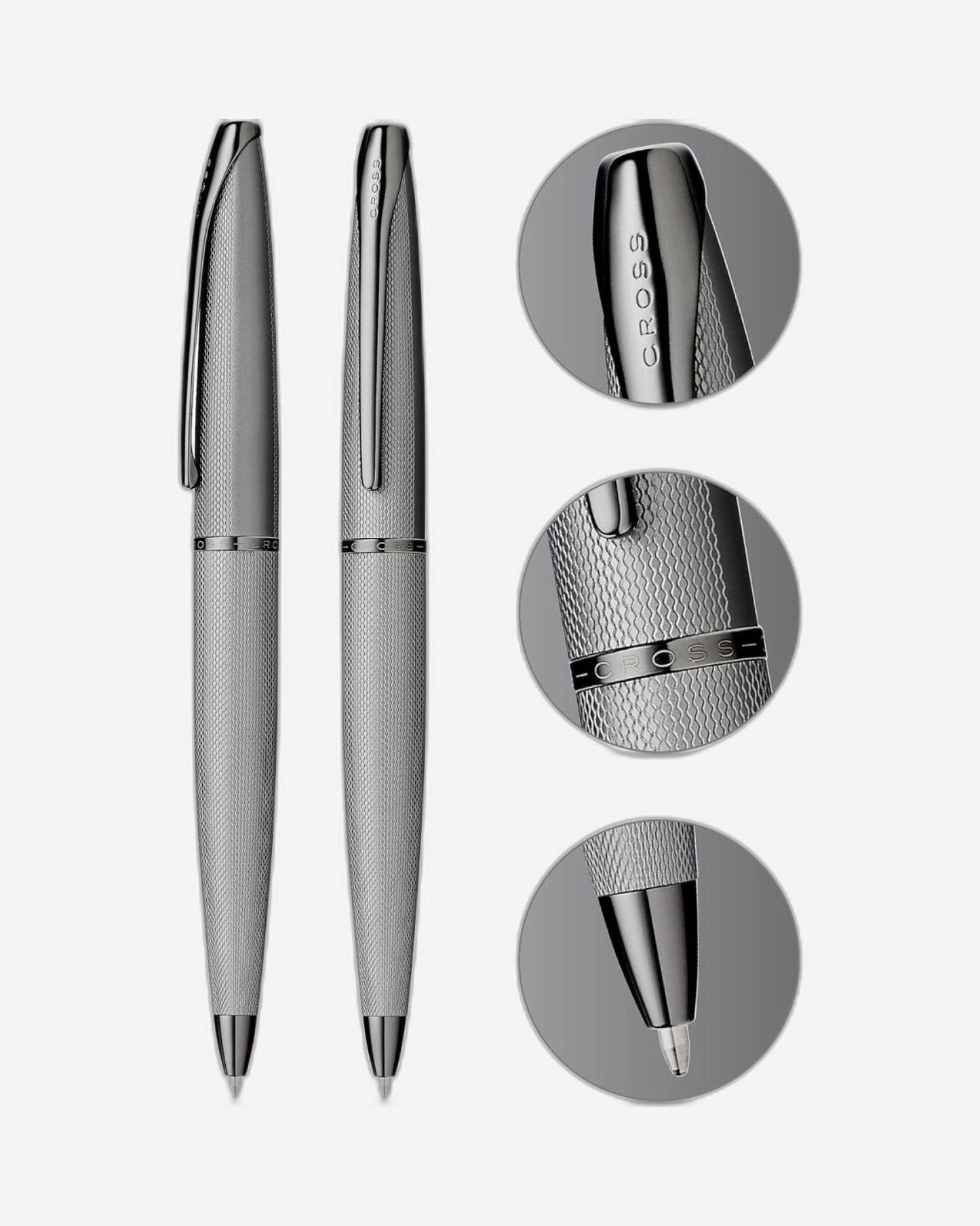 Cross Atx® Titanium Gray Pvd Etched Diamond Pattern With Polished Titanium Gray Pvd Appointments Ballpoint Pen - 882-46