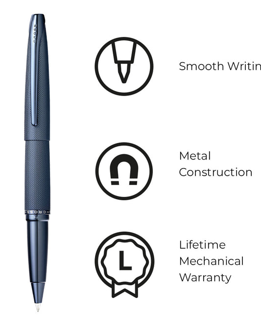 Cross Atx® Dark Blue Pvd Etched Diamond Pattern With Polished Dark Blue Pvd Appointments Selectip® Rollerball Pen - 885-45