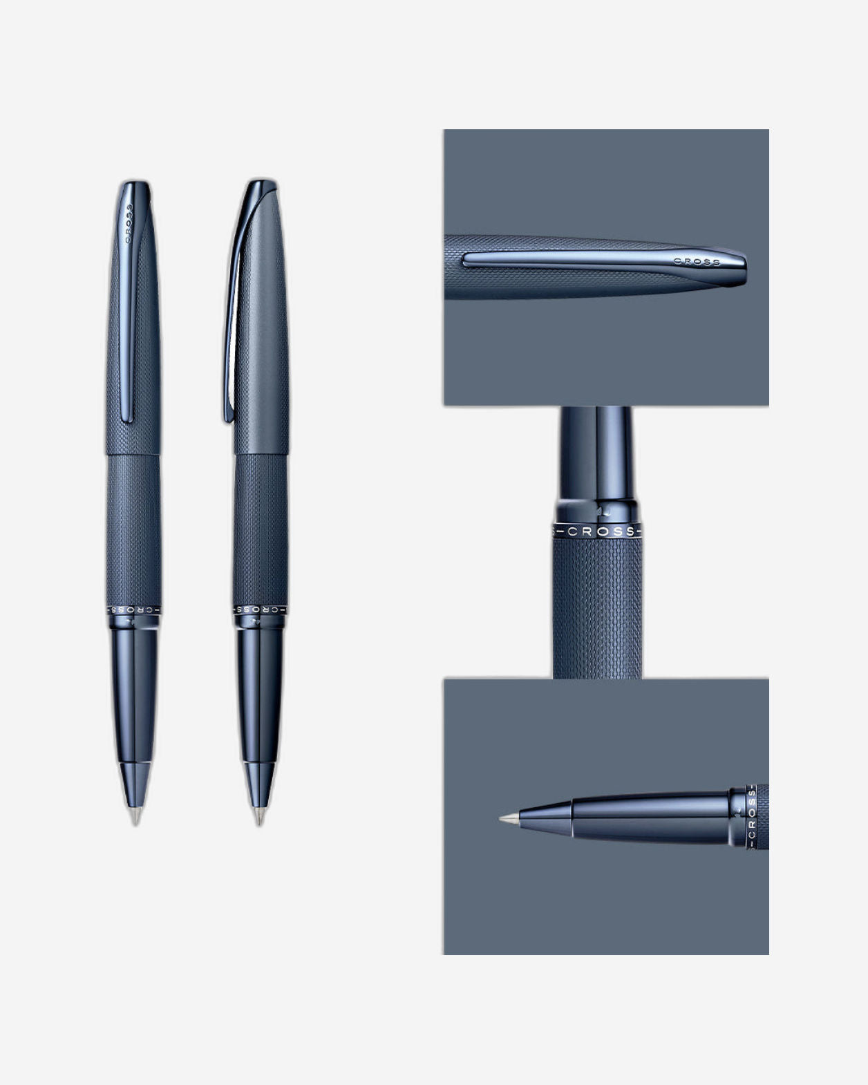 Cross Atx® Dark Blue Pvd Etched Diamond Pattern With Polished Dark Blue Pvd Appointments Selectip® Rollerball Pen - 885-45