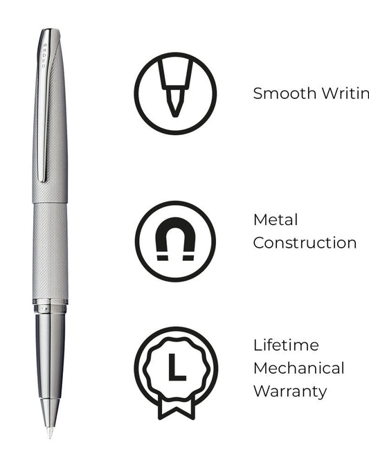 Cross Atx® Titanium Gray Pvd Etched Diamond Pattern With Polished Titanium Gray Pvd Appointments Selectip® Rollerball Pen - 885-46