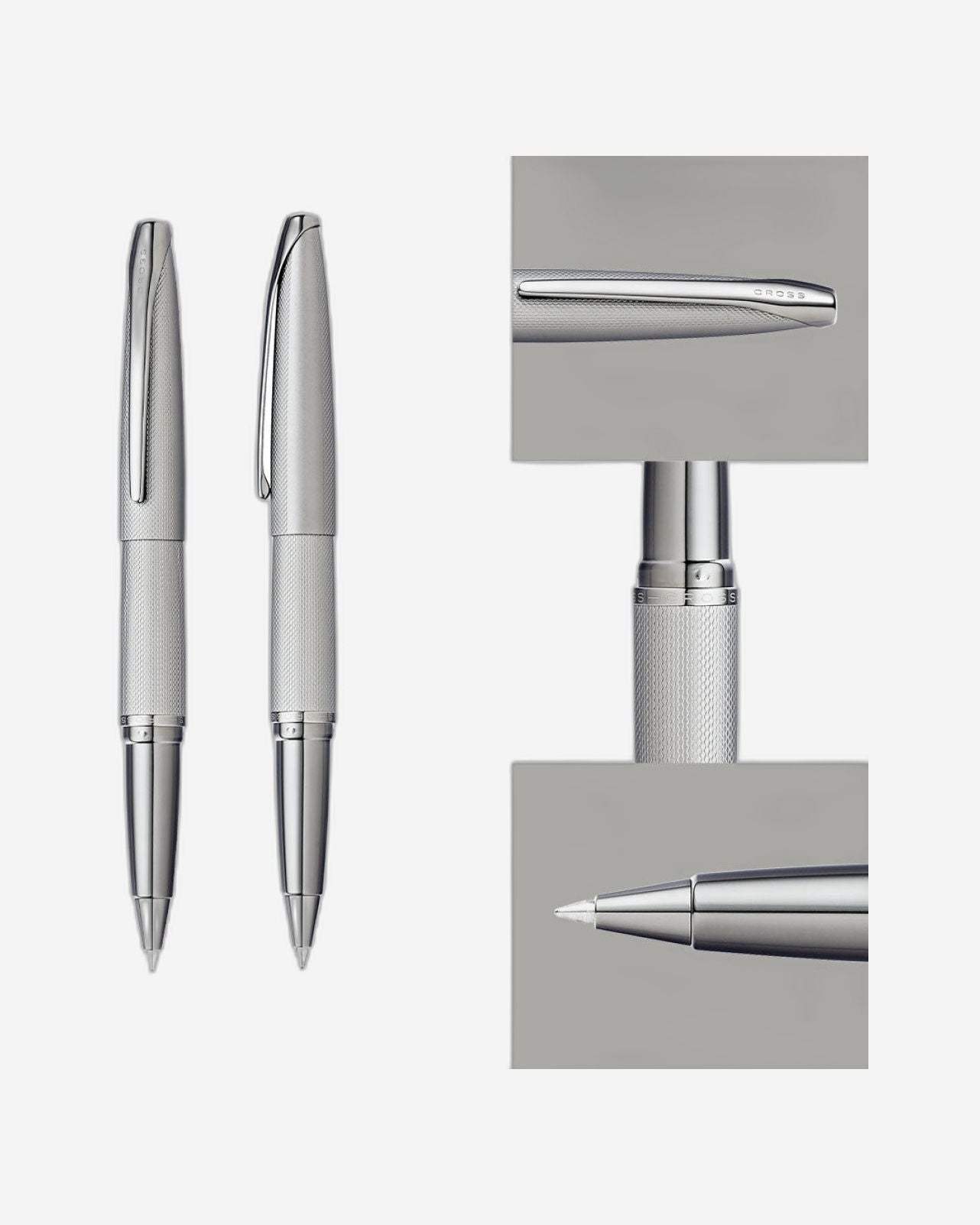 Cross Atx® Titanium Gray Pvd Etched Diamond Pattern With Polished Titanium Gray Pvd Appointments Selectip® Rollerball Pen - 885-46