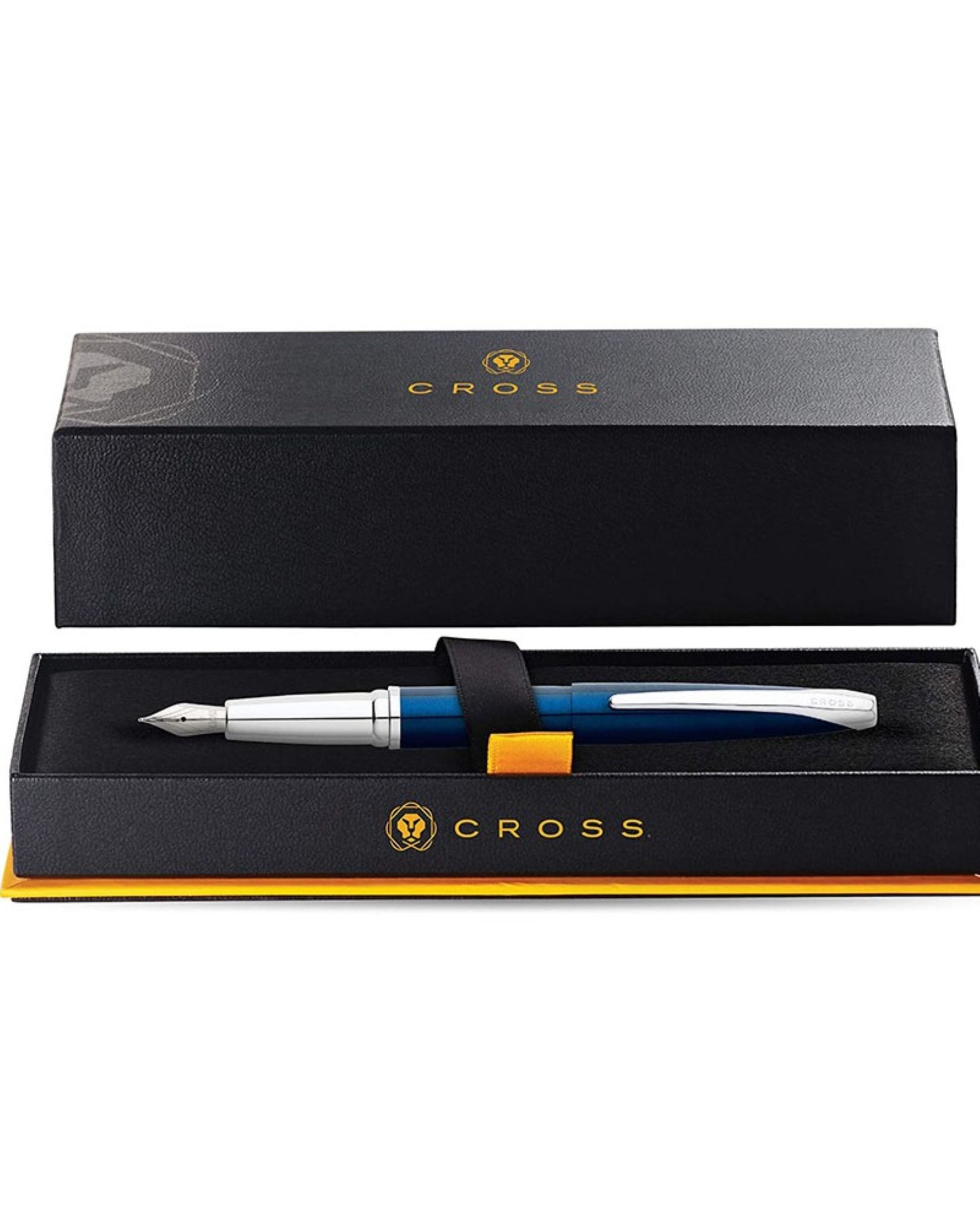 Cross Atx Translucent Blue Lacquer Fountain Pen with Medium Stainless Steel Nib 886-37MS