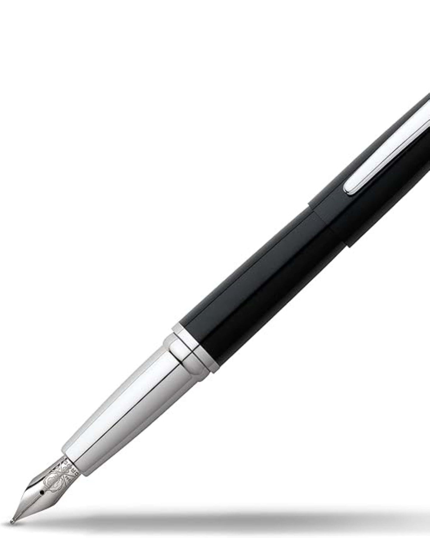 Cross Atx® Basalt Black With Polished Chrome Appointments And Stainless Steel Fine Nib Fountain Pen