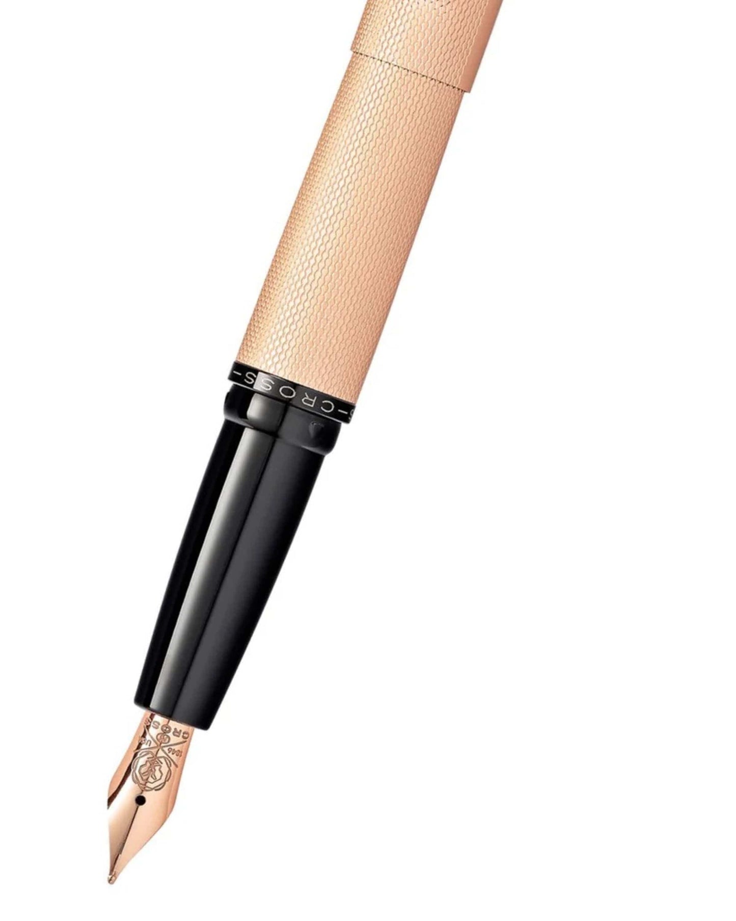 Cross Atx® Brushed Rose Gold Diamond-Pattern Engraving  Fountain Pen