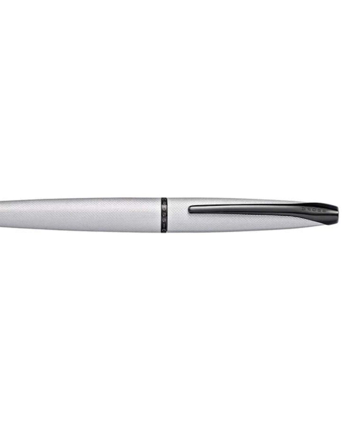 Cross Atx® Brushed Chrome With Machine-Turned, Diamond-Pattern Engraving With Chrome Appointments And Stainless Steel Fine Nib Fountain Pen