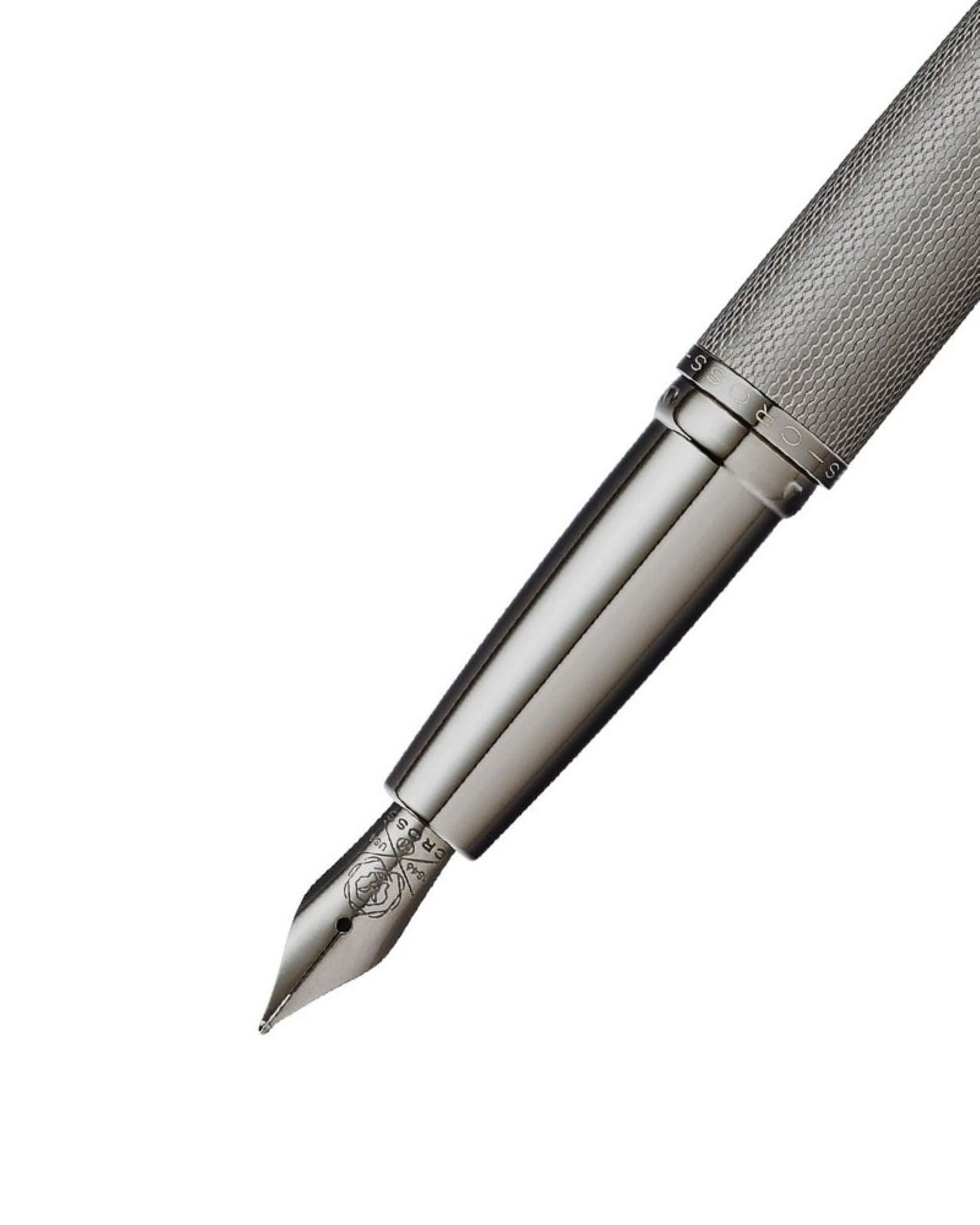 Cross Atx Titanium Grey Pvd Fountain Pen With Polished Dark Blue Pvd Appointments Medium Nib 886-46MJ