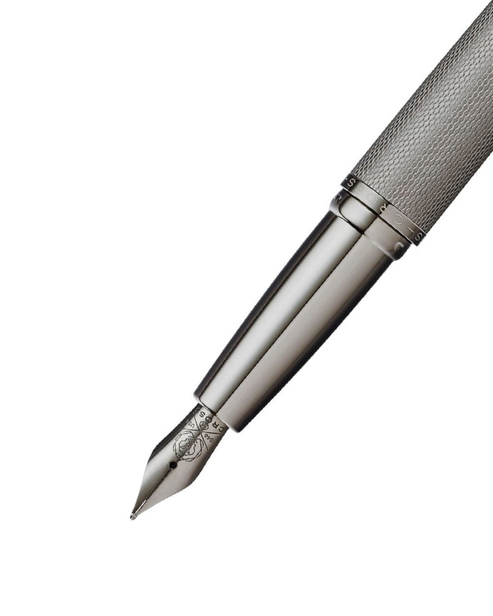 Cross Atx Titanium Grey Pvd Fountain Pen With Polished Dark Blue Pvd Appointments Medium Nib 886-46MJ