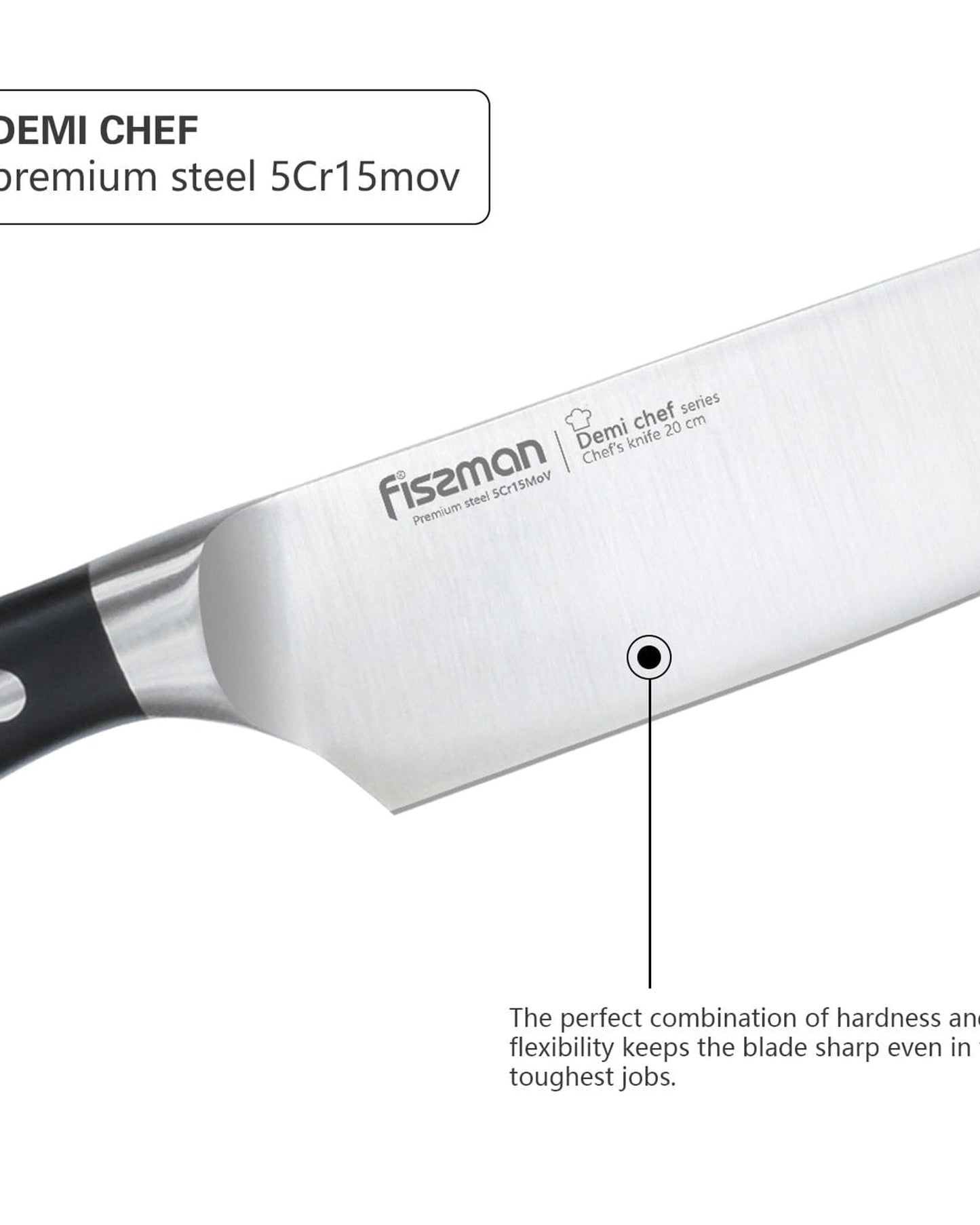 Fissman Chefs Knife Black/Silver 8Inch
