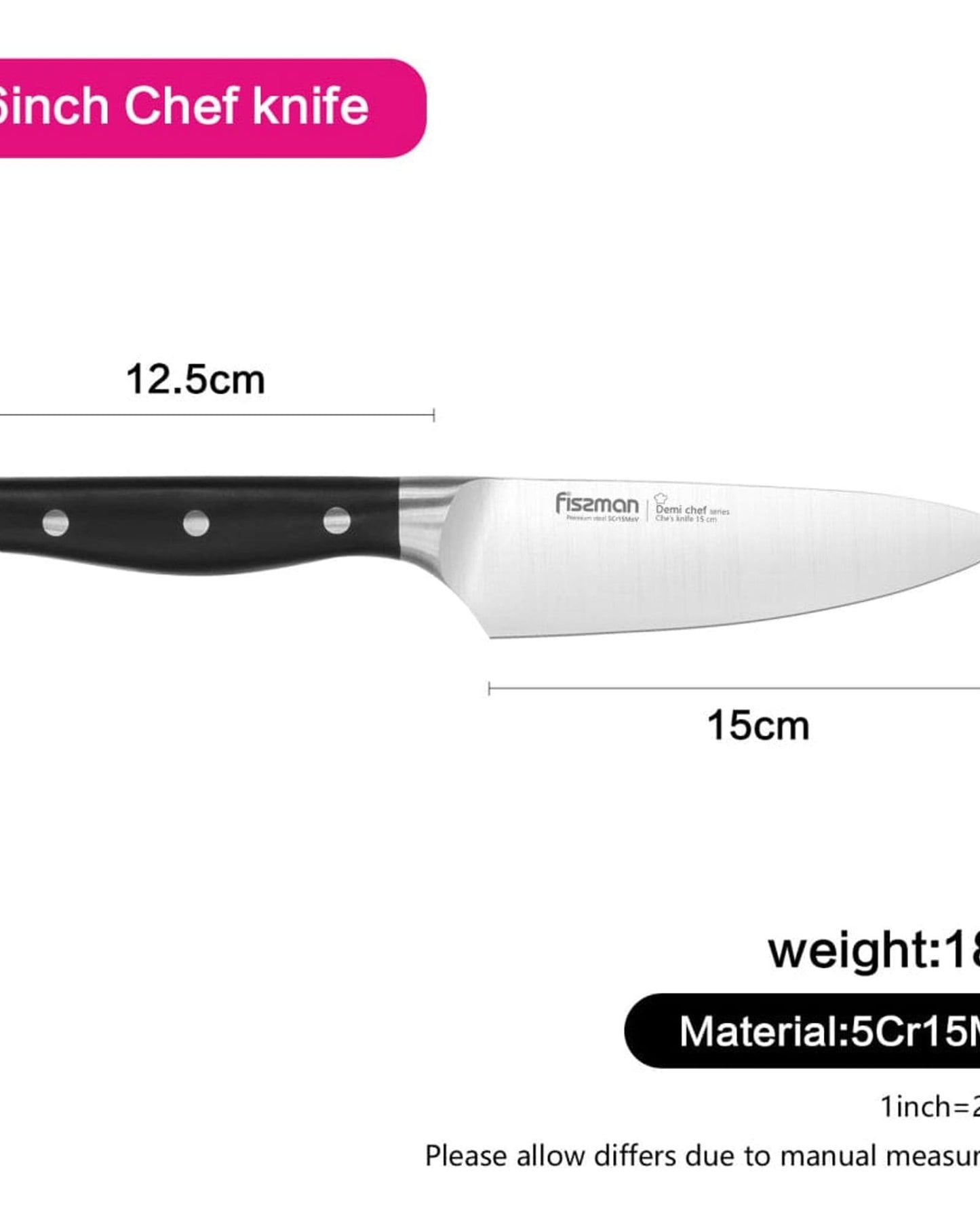 Fissman Chefs Knife Black/Silver 6Inch