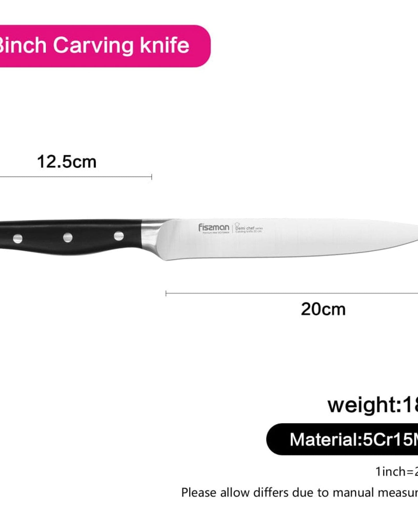 Fissman Slicing Knife Black/Silver 8Inch