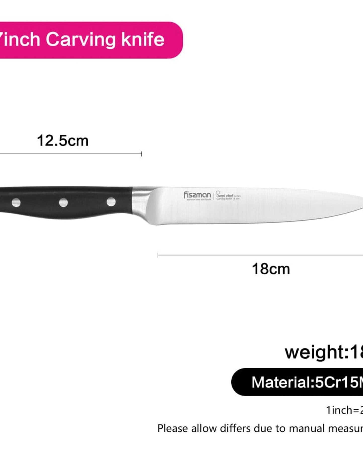 Fissman Slicing Knife Black/Silver 7Inch