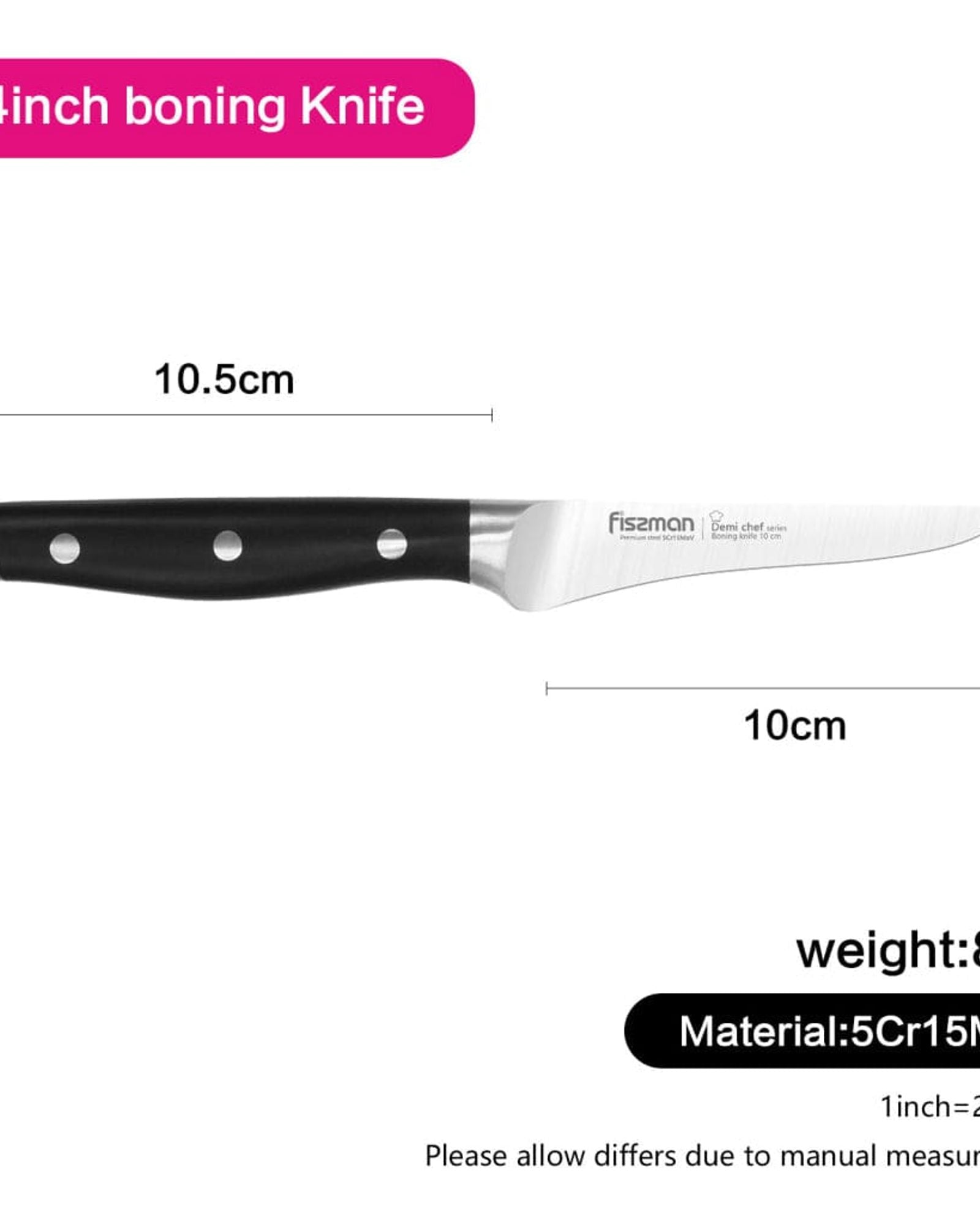 Fissman Demi Chef Non Stick Boning Knife Black/Silver 4inch
