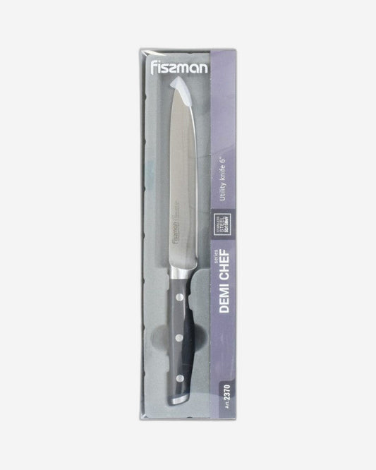 Fissman Demi Chef Non Stick Stainless Steel Utility Knife Black/Silver 6inch