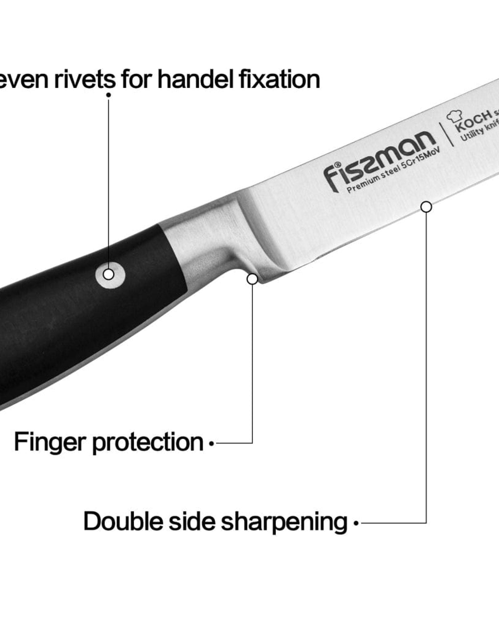 Fissman 6" Utility Knife Koch Series (5Cr15MoV Steel)
