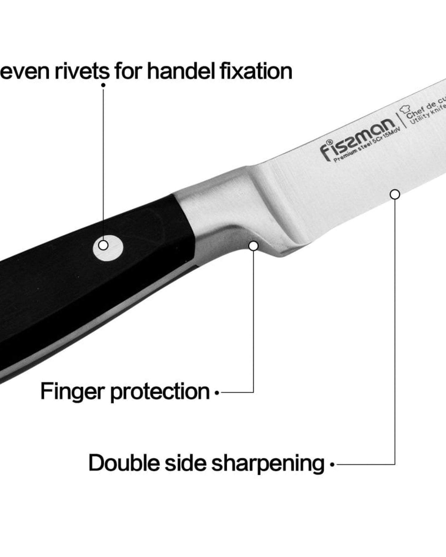 Fissman Utility Knife Chef De Cuisine Black 4Inch