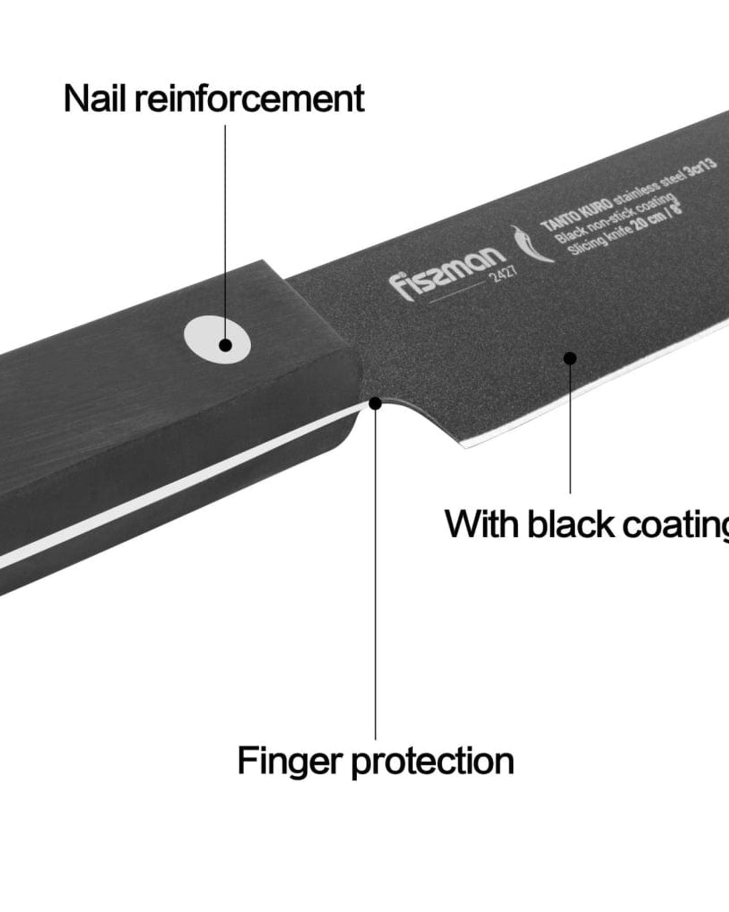 Fissman Slicing Knife Black/Silver 8Inch