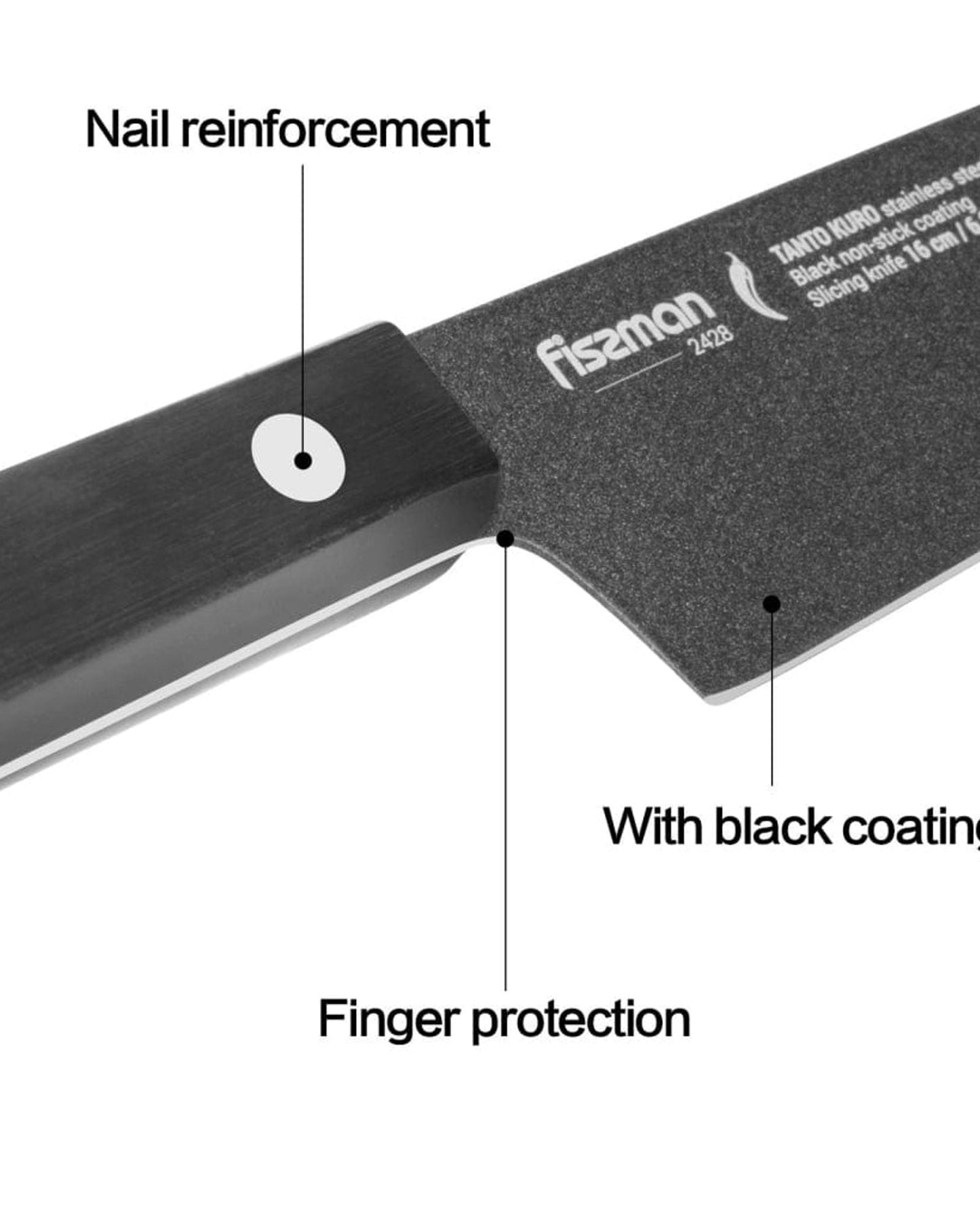 Fissman Slicing Knife Tanto Kuro Black 6.2Inch