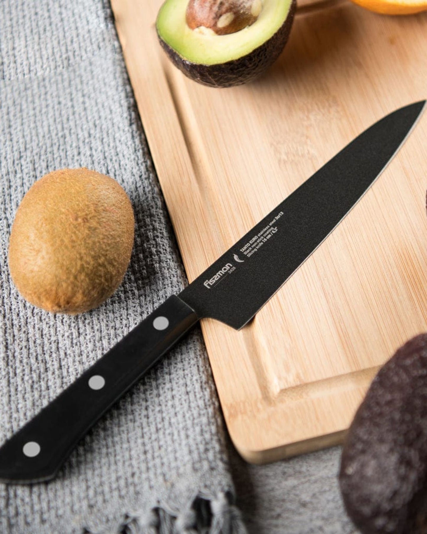 Fissman Slicing Knife Tanto Kuro Black 6.2Inch