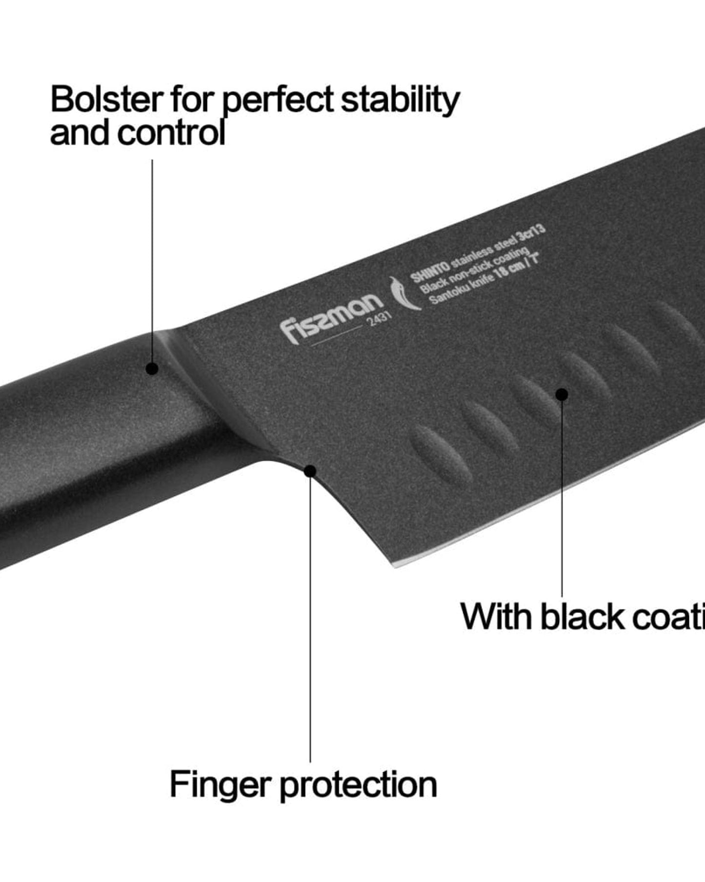 Fissman Santoku Knife Shinto Black 7Inch
